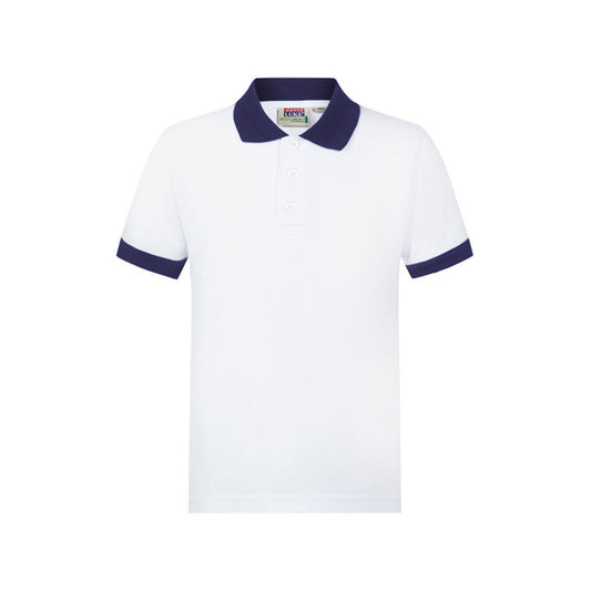 453 Eco Poloshirt with Contrast Collar & Cuff - 453 Navy Front