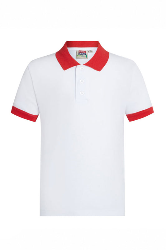 453 Eco Poloshirt with Contrast Collar & Cuff - 453 Red Front