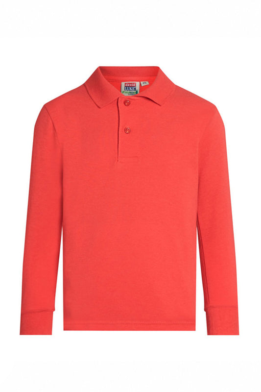 454 Eco Long Sleeve Pique Polo Shirt - 454 Red Front