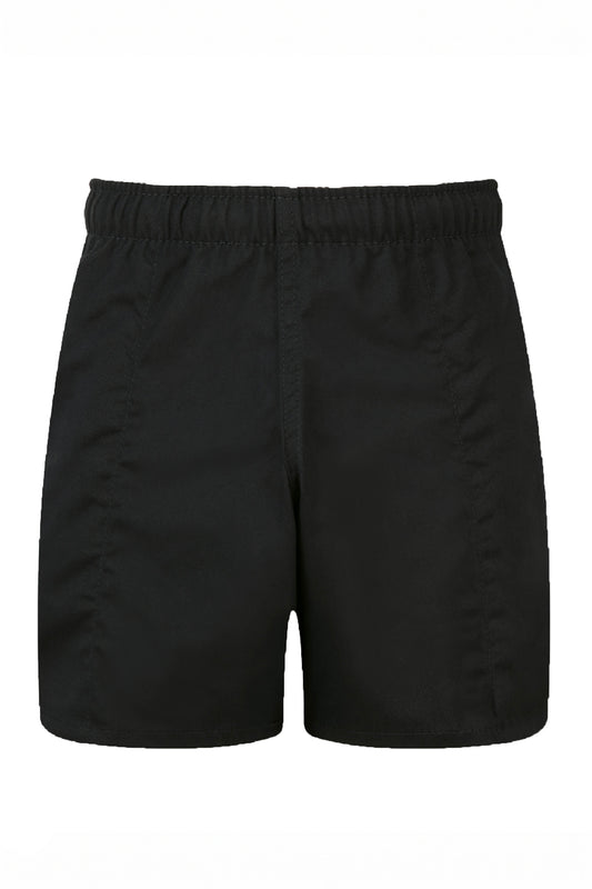 49 NZ Rugby Short with Tie Waist, Pockets&Speed Vents - 49 Black Front