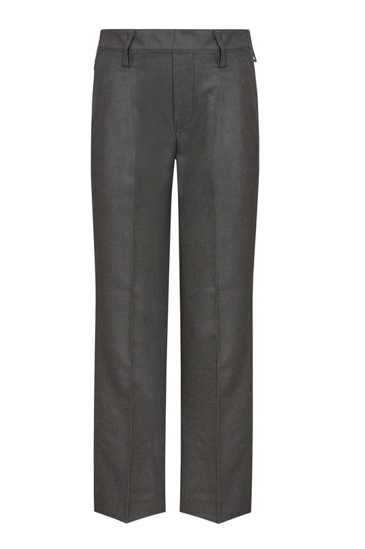 944 Junior Slim Fit Trouser, Flat Front, Elastic Back - 944 Charcoal Front