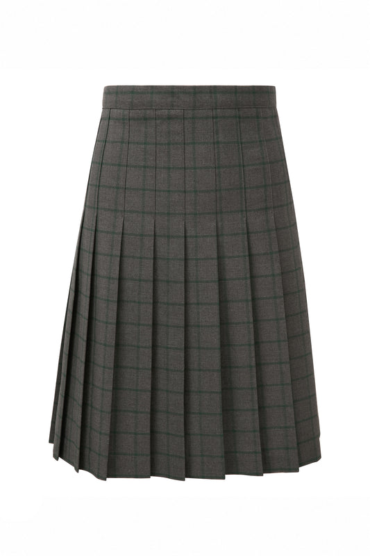 983 Check Stitched Down Knife Pleat Skirt - 983 Grey Bottle Front