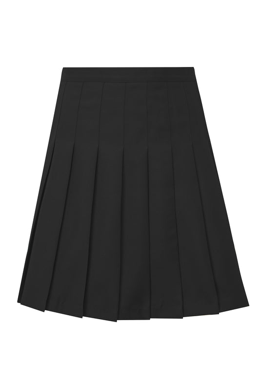 992 Senior Stitched Down Knife Pleat Eco Skirt - 992 Black Front