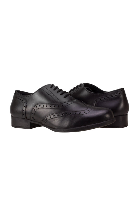 M170100 Bella Black Leather Lace Up Brogue - Bella