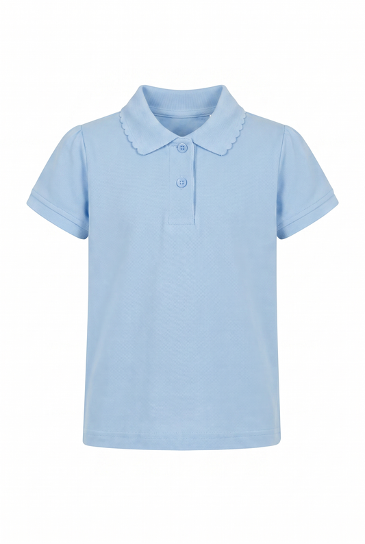 LC009 Girls Poloshirt (Twin Pack) - LC009 Girls Polo Blue Front
