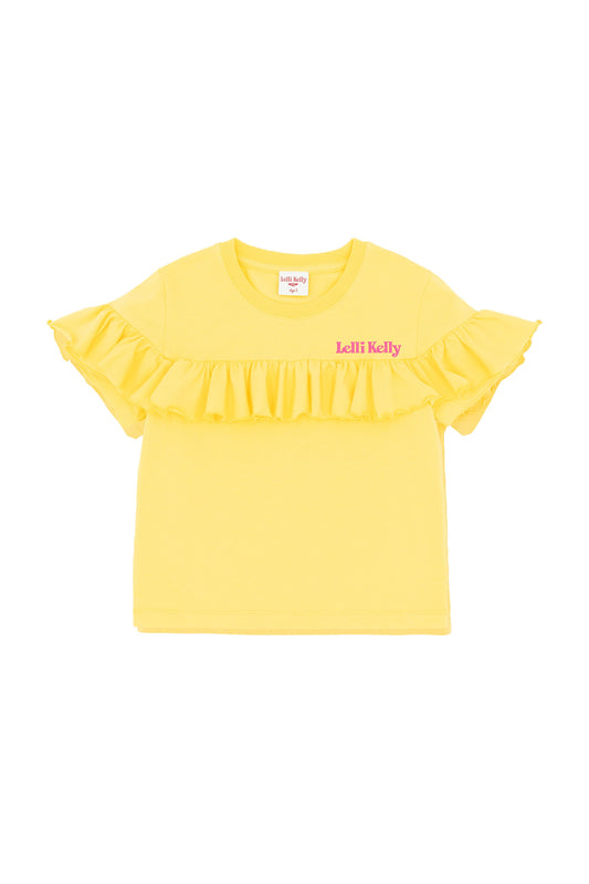 LK0001 Ana S/S Ruffle T-Shirt - LK001 YELLOW FRONT
