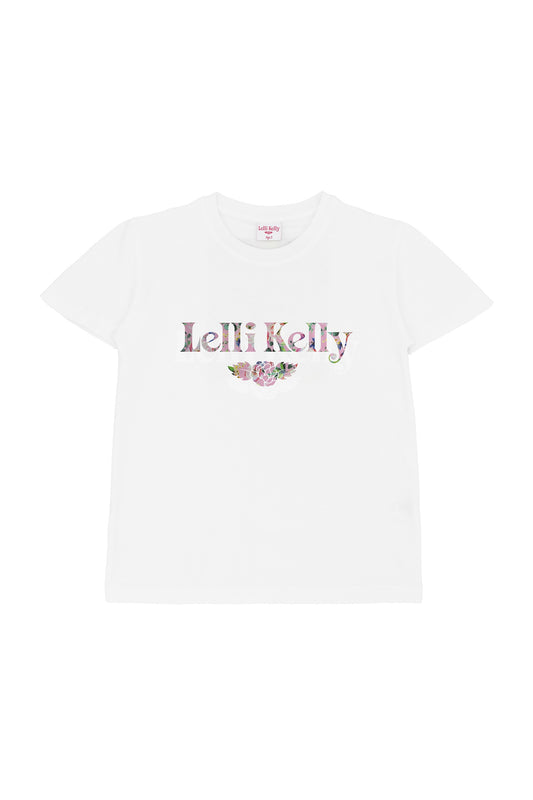 LK0017 Amanda Floral Printe T-Shirt - LK017 WHITE FRONT