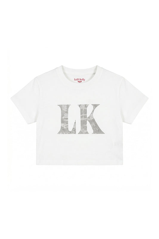 LK0018 Alex Diamante T-Shirt - LK018 WHITE FRONT