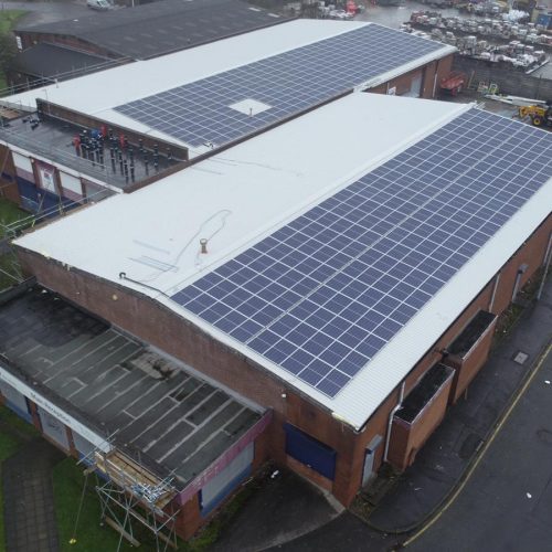 Image shows the solar roof at David Luke Schoolwear